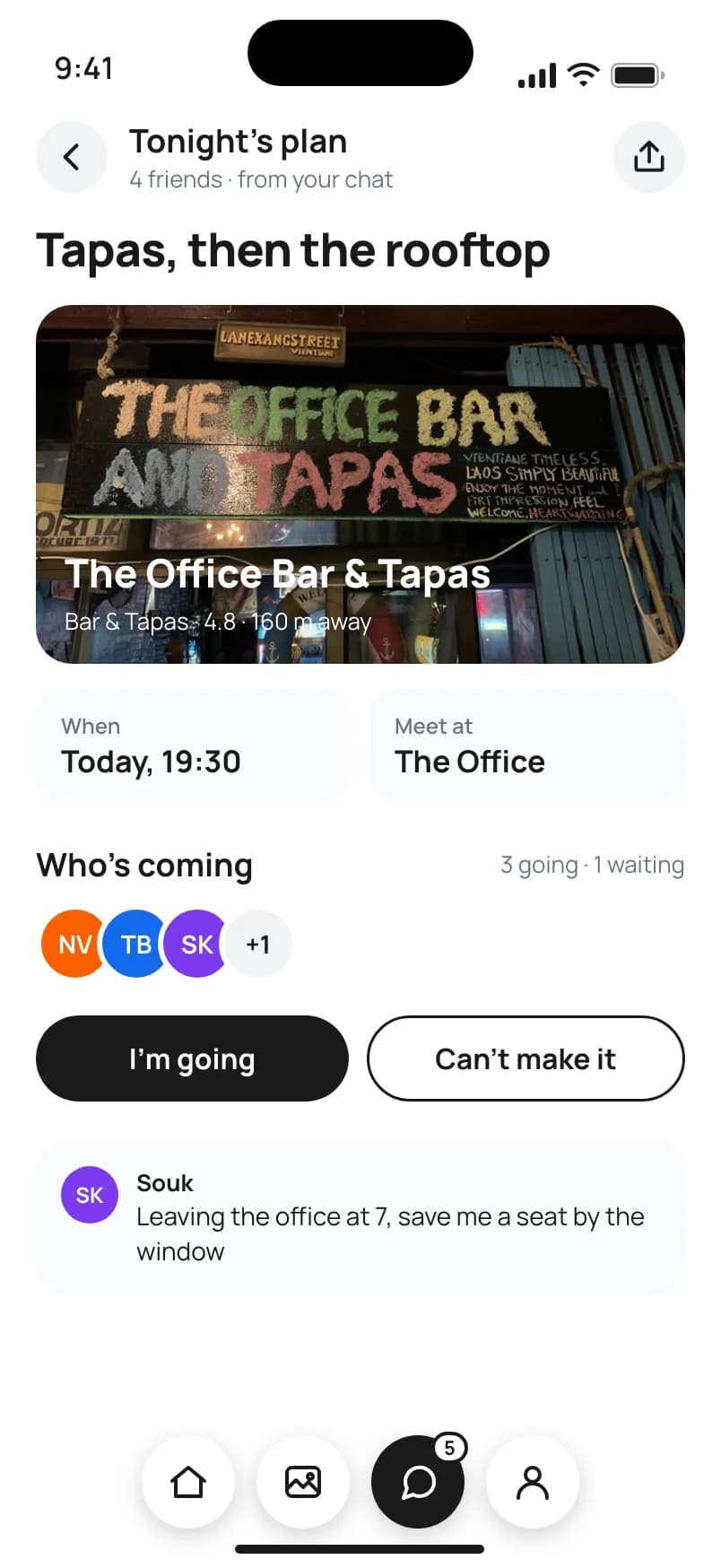 A plan for tonight with friends who are going