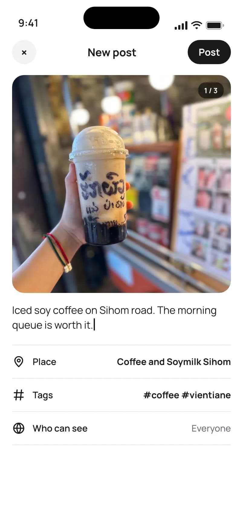Sharing a photo tagged at a place